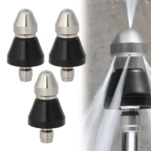 3pcs Sewer Cleaning Tools High Pressure Nozzle, With The Requirement Of Quick Insertion Short Bullet Head, 1 In Front And 6 In The Back (1/4) ﻿