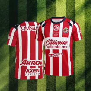 2526 Chivas De Guadalajara Home Red Short Sleeve Top Football Soccer Jerseys Liga Mx