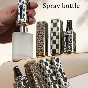 Portable Refillable Perfume Spray Bottle, Leopard Print Square Travel Atomizer, Reusable Mini Floral Pattern, Essential for Vacation