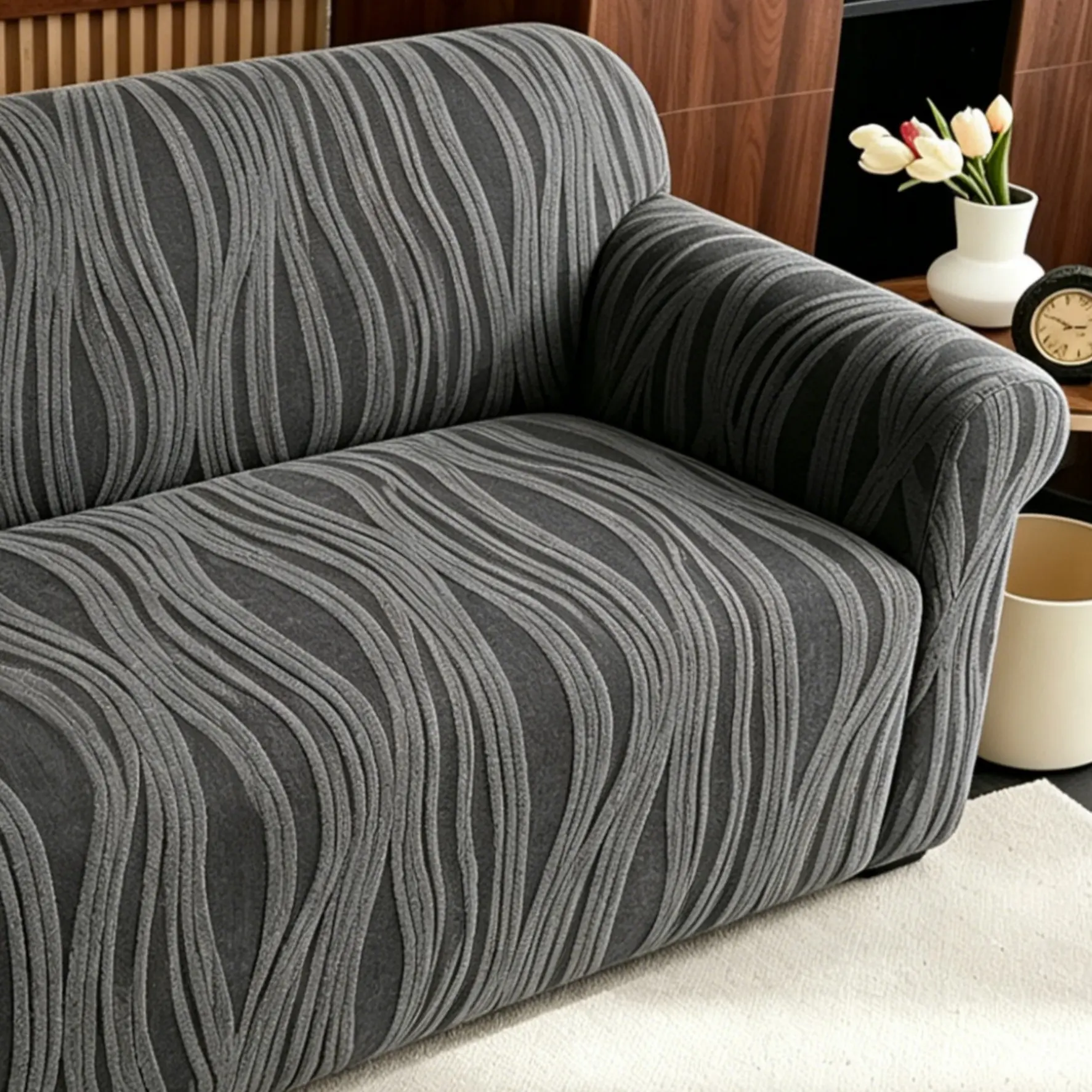 1pc Jacquard Sofa Cover 501 Dark, Thick Sofa Protector, Dustproof Sofa Slipcover for 1/2/3/4 Seat Sofas, All Season Use, Winter Ready, Washable Sofa Cover, Cover for Couch