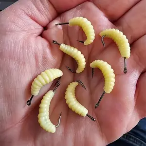 Realistic Fishing Lures Bait Hooks Maggots Set, 20mm 0.45g Soft Lure Kit, Premium Fish Attractant, Essential Fishing Tackle Accessories