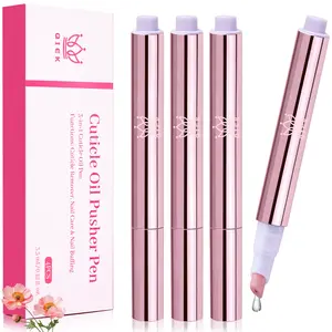 QIEK Ceramic Cuticle Oil Pusher Pen, 3-in-1 Cuticle Remover & Nail Strengthener with Micro-Dosing Oil, One-Click 3.5ml Nourishing Essential Oil for Dry & Damaged Nails, Hangnails, Daily Nail Care