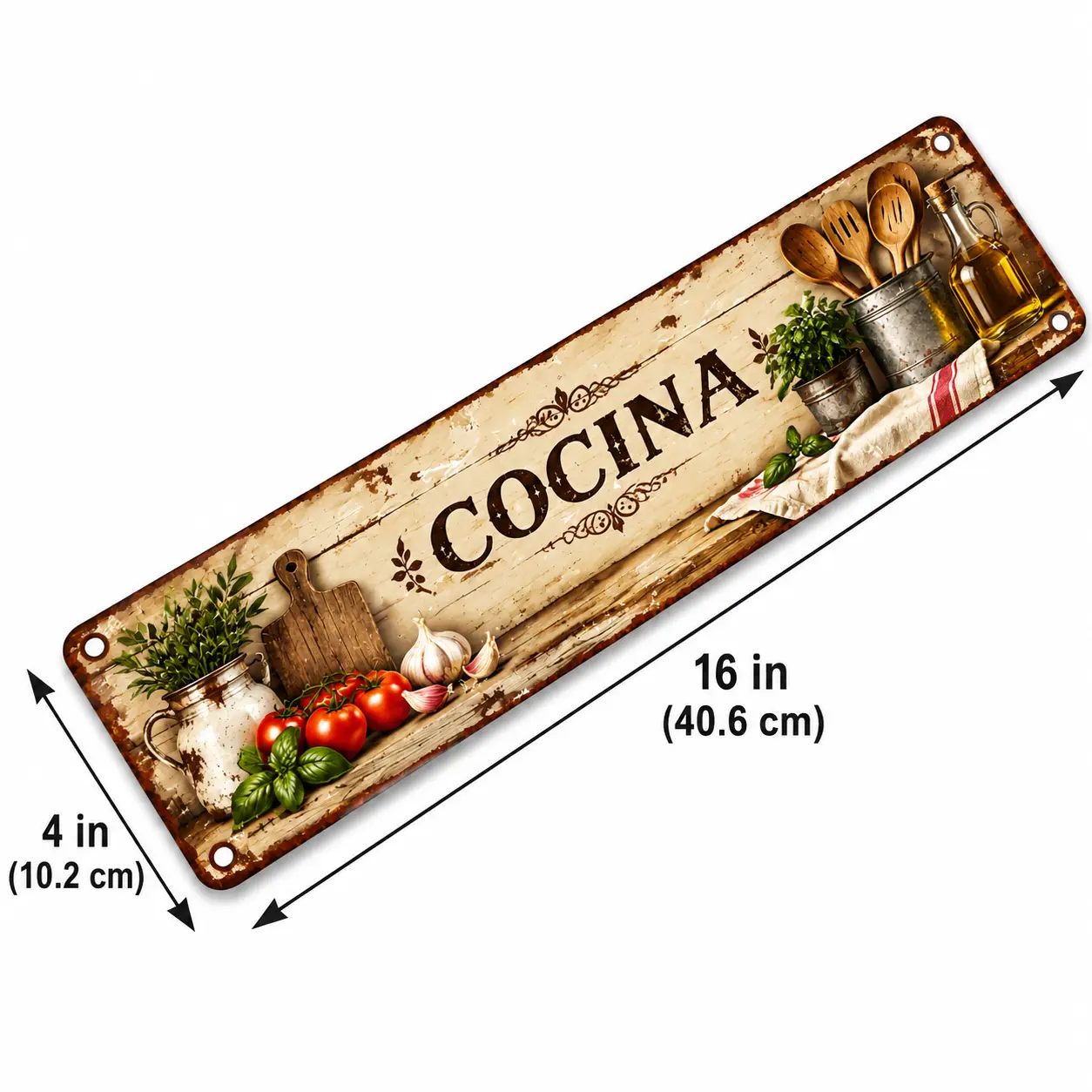 Rustic Kitchen Metal Sign, Vintage COCINA Wall Decor With Farmhouse Style Design, Retro Tin Sign For Kitchen, Dining Room, Coffee Bar, Home Decor Gift, 16x4 Inch