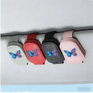 1pc Butterfly Design Car Sun Visor Glasses Holder, Stylish Sunglasses Clip, Eyewear Organizer, Interior Visor Accessory ,Universal Fit, Tool Free Installation ,Gift for Car Enthusiasts 4.2CYJ-9