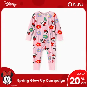 PatPat Disney Bamboo Blend Baby Boys Girls Long Sleeve Footless Rompers Sleep & Play Outfits Winnie The Pooh Minnie Mouse Stitch Simba