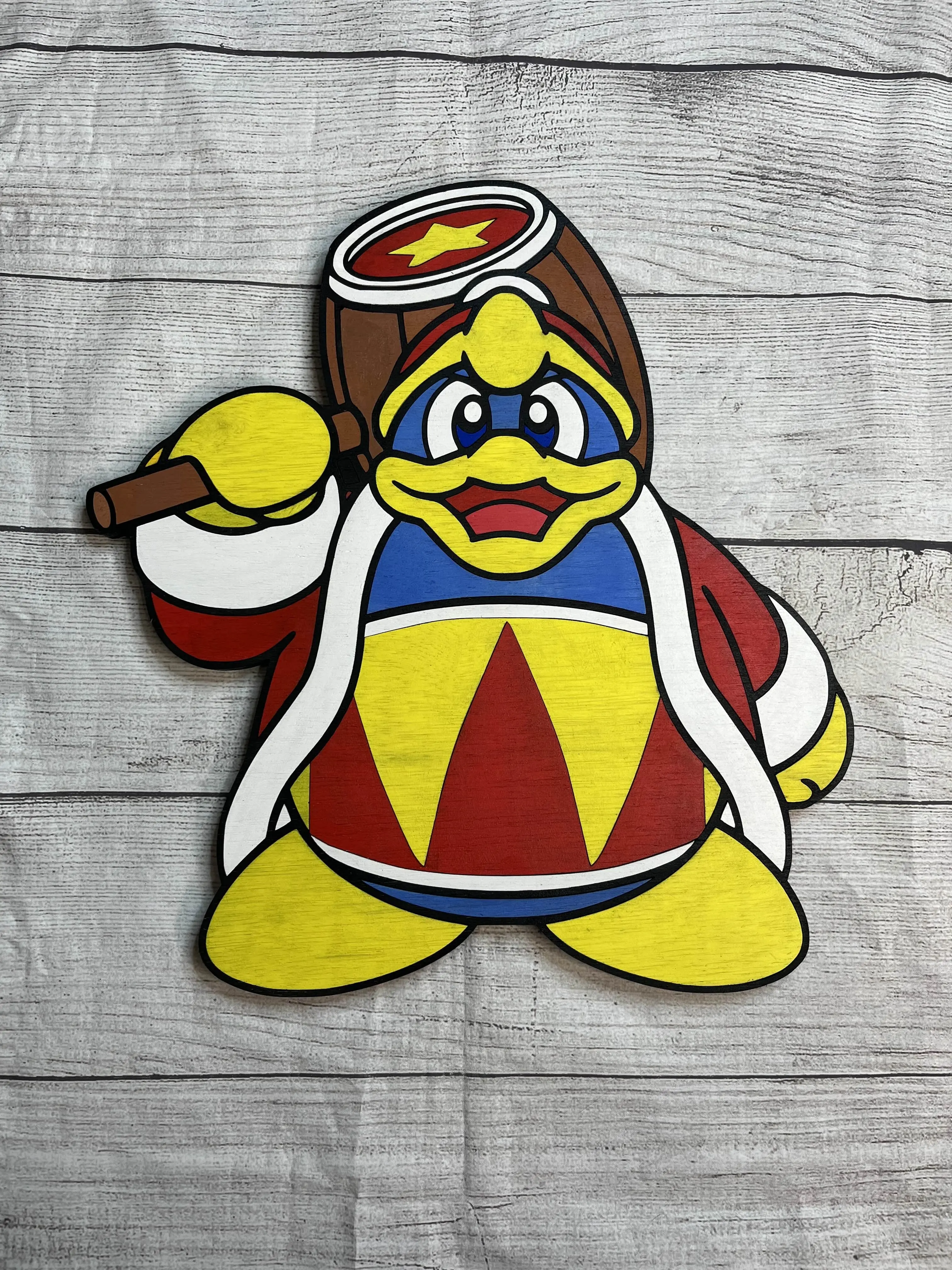 King Dedede Thick Glossy Solid Wood Sign - Collectibles Anime Room Comic Art Decor, 10-14 in Colorful Style Home Wall Art Decor Inspo for Living Space
