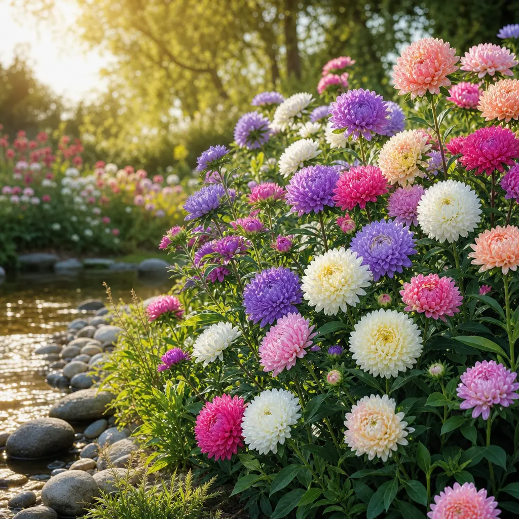 Mixed-Color Asters – Vibrant Daisy-Like Blooms for Garden Beds, Borders & Bouquets, Beautiful Assorted Flower Colors for Outdoor Planting Decor