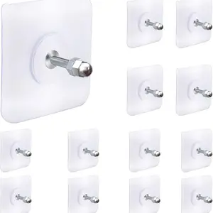 13-Pack Screw-Free Wall Hooks, Durable & Reusable Adhesive Hooks Wall Mount Hanger for Kitchen/bathroom/home/office, Waterproof/rustproof/oilproof (16mm)