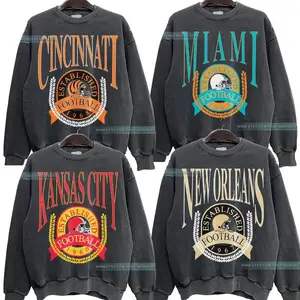 Vintage All Team Football Sweatshirt – Retro 90s Varsity Style Crewneck, Color DARK HEATHER Unisex Pullover, Classic Sports Fan Gift