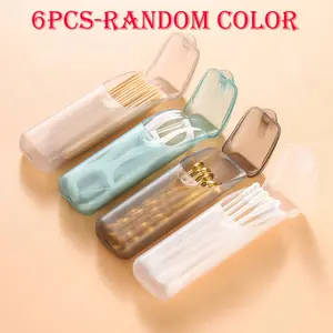 6pcs Portable Small Toothpick Storage Box Hard Plastic Storage Box Travel Storage Box Suitable for Travel Camping Home Business Portable Container Small Box Lightweight Shell Toothpick Holder Multifunctional Box Outdoor Enthusiast Home Storage