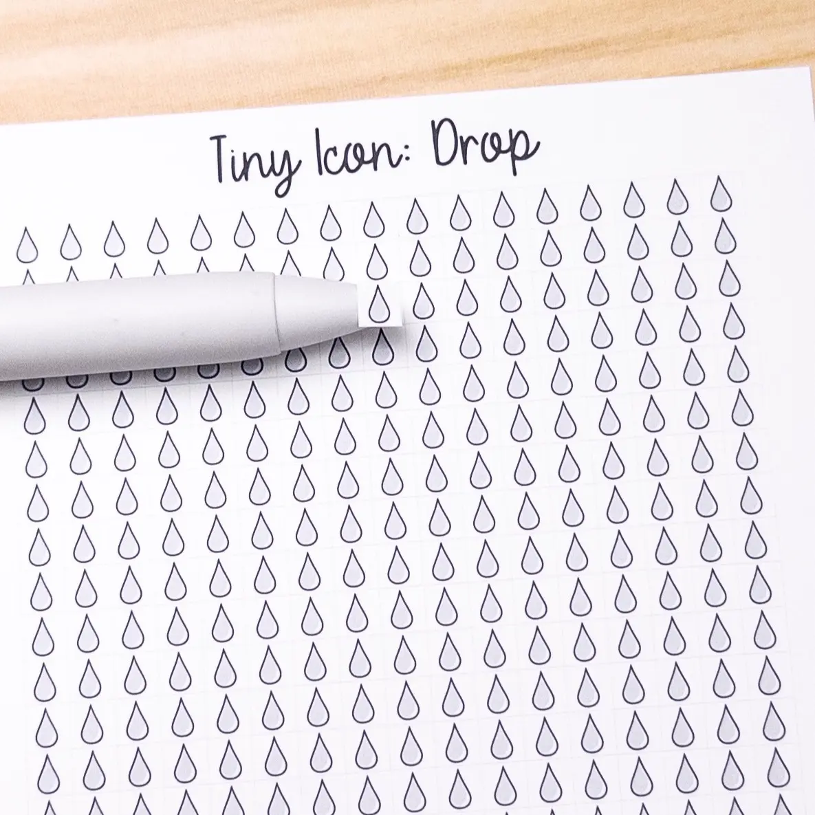Tiny Icon: Drop Water Hydrate Liquid Period Tracker Doodle Functional Sticker Sheet 5 mm Square Bujo Line Art Style