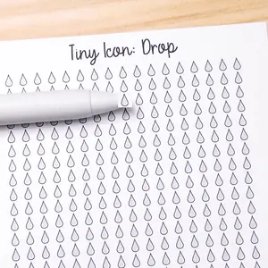 Tiny Icon: Drop Water Hydrate Liquid Period Tracker Doodle Functional Sticker Sheet 5 mm Square Bujo Line Art Style