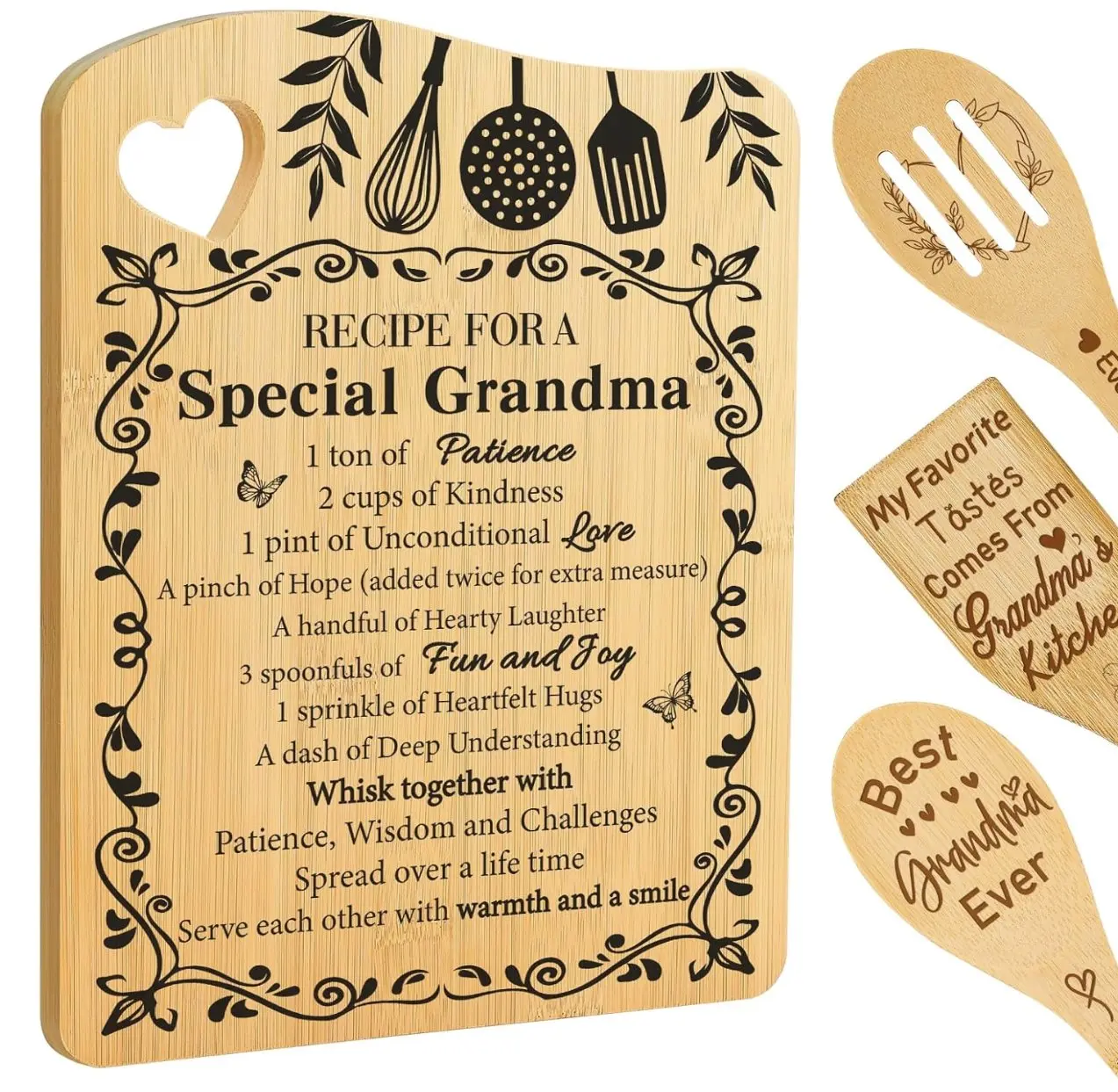 Gifts for Grandma, Grandma Christmas Gift from Grandkids Cutting Board Set Kitchen Gift for Grandmother Practical Gifts Christmas Thanksgiving Mother's Day Gifts Idea for Nana Gigi