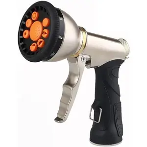 Garden Hose Nozzle - Heavy Duty Metal Hose Sprayer with 9  Patterns, Thumb Control, High  Water Nozzle for Watering , Lawn,  Wash, and Cleaning