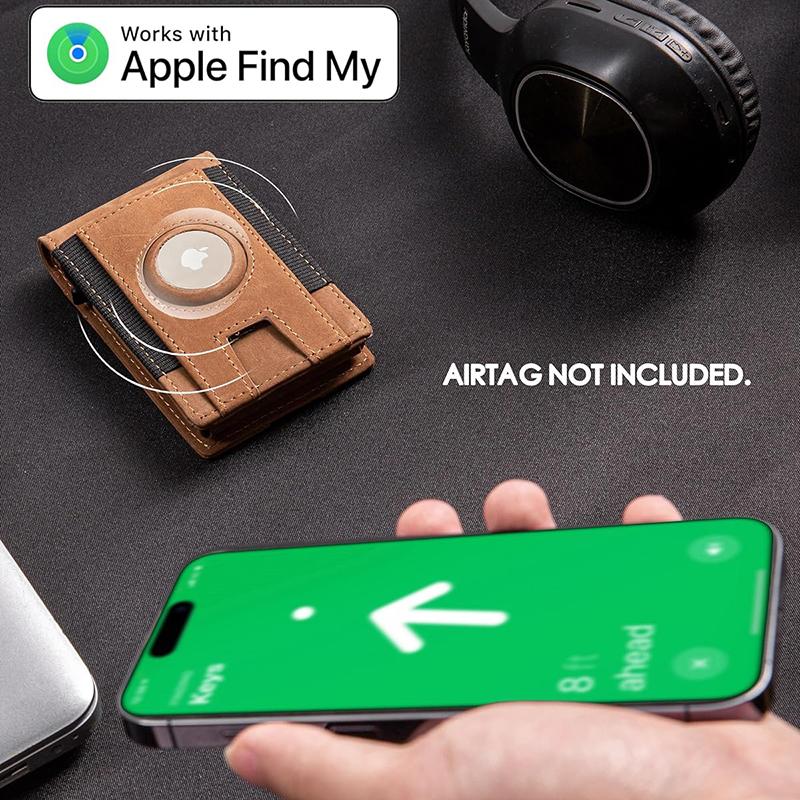Airtag Credit Card Holder Bifold Slim Minimalist Pop up Wallet RFID Blocking Magnetic Wallet for Men