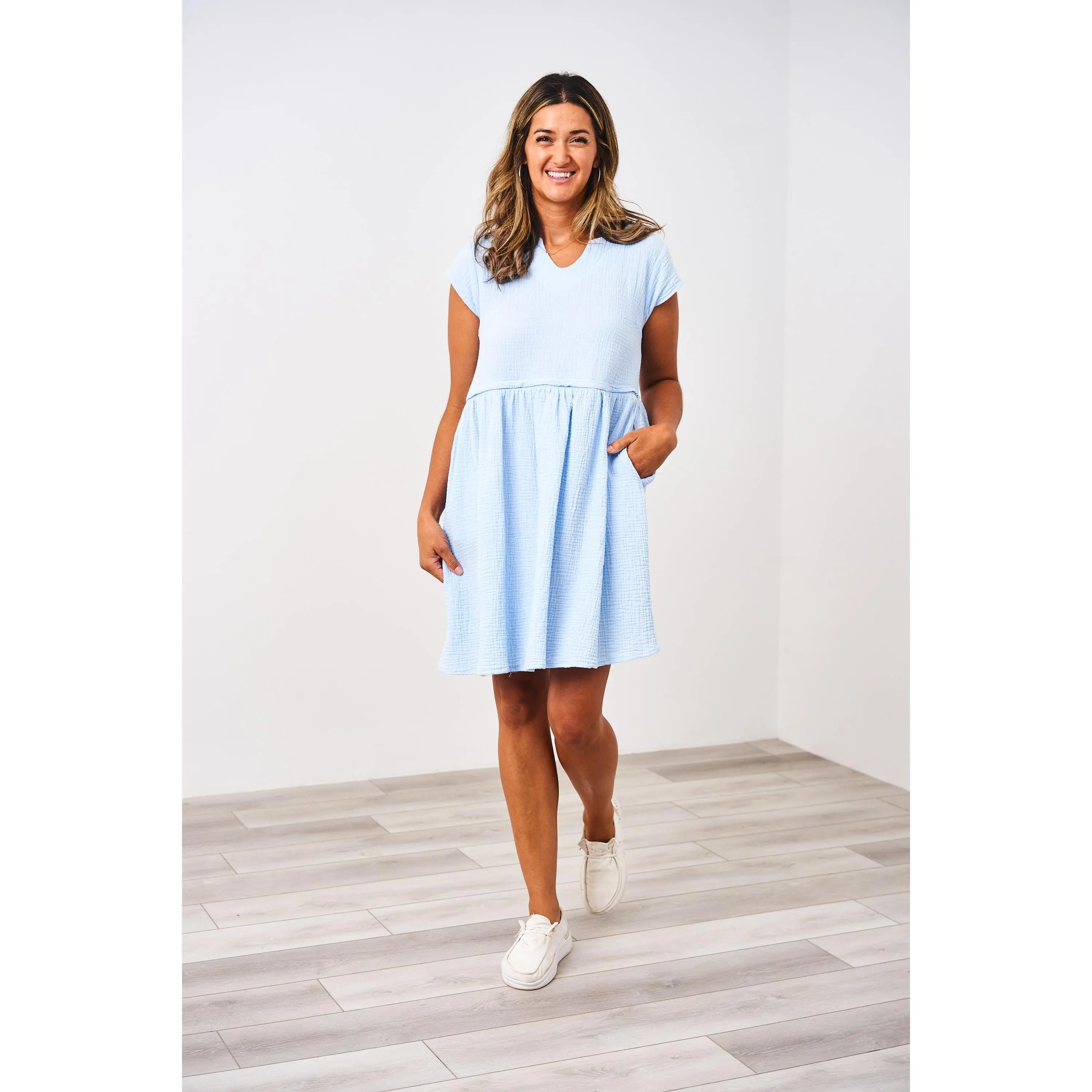 Latched Mama Coastline Cotton Zip Nursing Dress - Final Sale