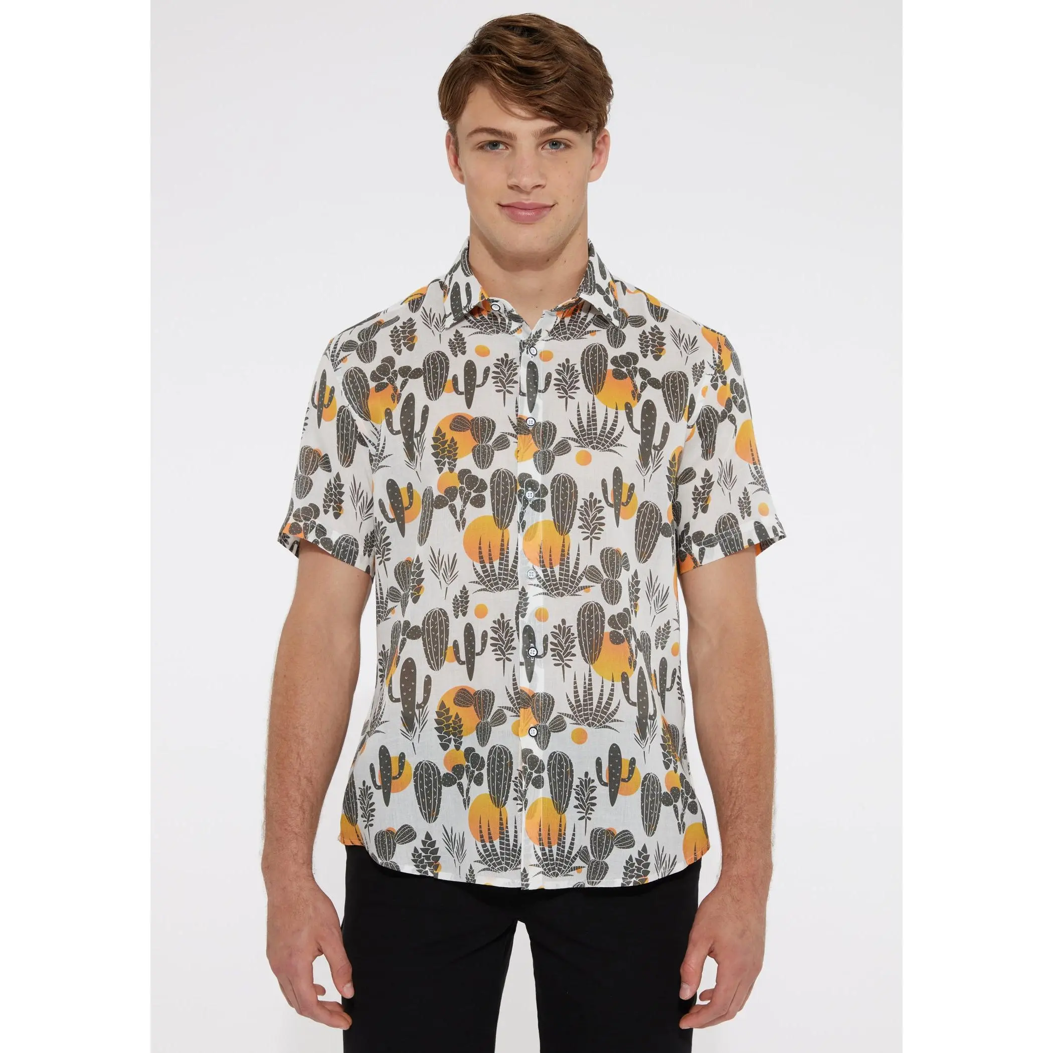 CACTUS SUNRISE TENCEL/LINEN SHORT SLEEVE WOVEN SHIRT PM-45003