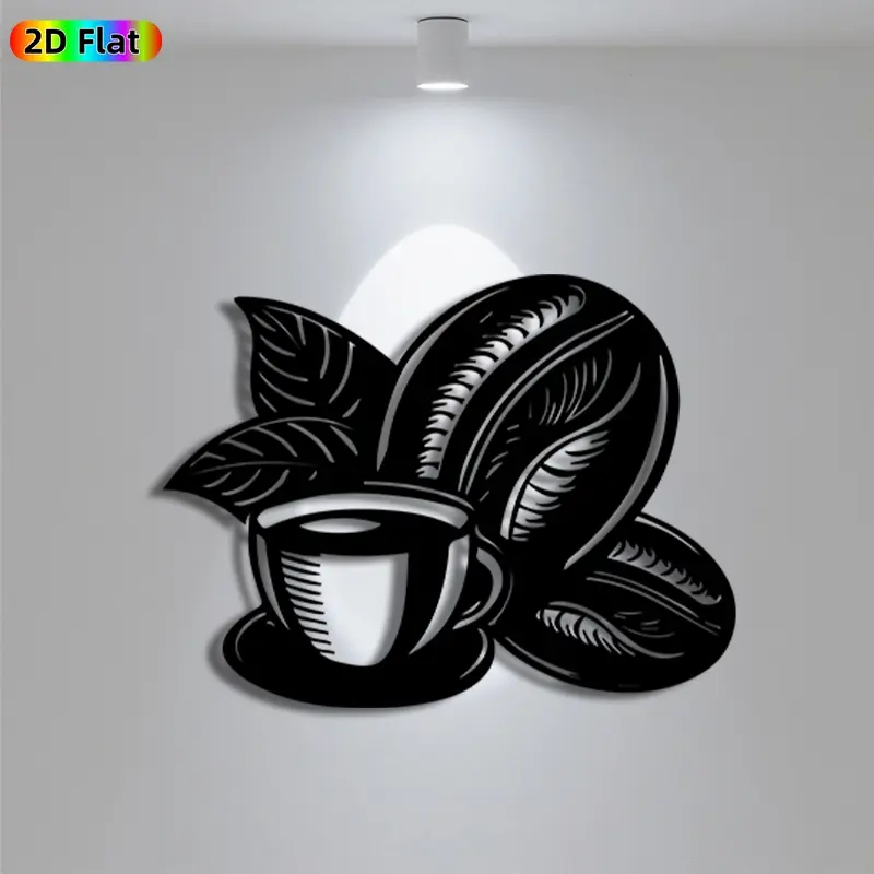 1pc Retro Coffee Cup with Coffee Beans Metal Wall Art, Retro Coffee Cup with Coffee Beans Statue Mural, Iron Craft, Perfect for Kitchen, Living Room, Office Decor,  Artistic Metalwork, Housewarming Decor, Ideal Gift for Coffee Enthusiasts