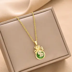 Eureka Stainless Steel Money Necklace with Gold Tone Charm