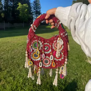 Aria Red Handmade Beaded Bag