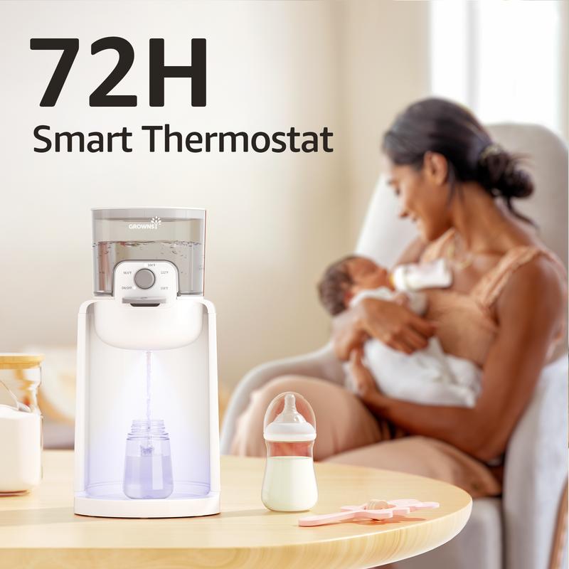 GROWNSY Instant Baby Bottle Warmer, Precise 4 Temperatures Control | Night Light, Midnight Feeding | Warm Water Dispenser for Formula in Seconds | 72H Smart Thermostat, Easy Keep Warm, Mom's Best Choice