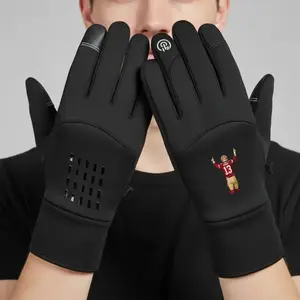 Football Print Gloves Warm Touchscreen Gloves for Men & Women Winter Sports Windproof Anti-Slip Soft Breathable Comfortable for Outdoor Activities
