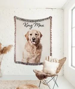 Personalized Dog Photo Blanket -Custom Pet Photo Picture Blanket Pet Name Memorial Dog Loss Cat Gift Photo Blanket with Gift Made in the USA
