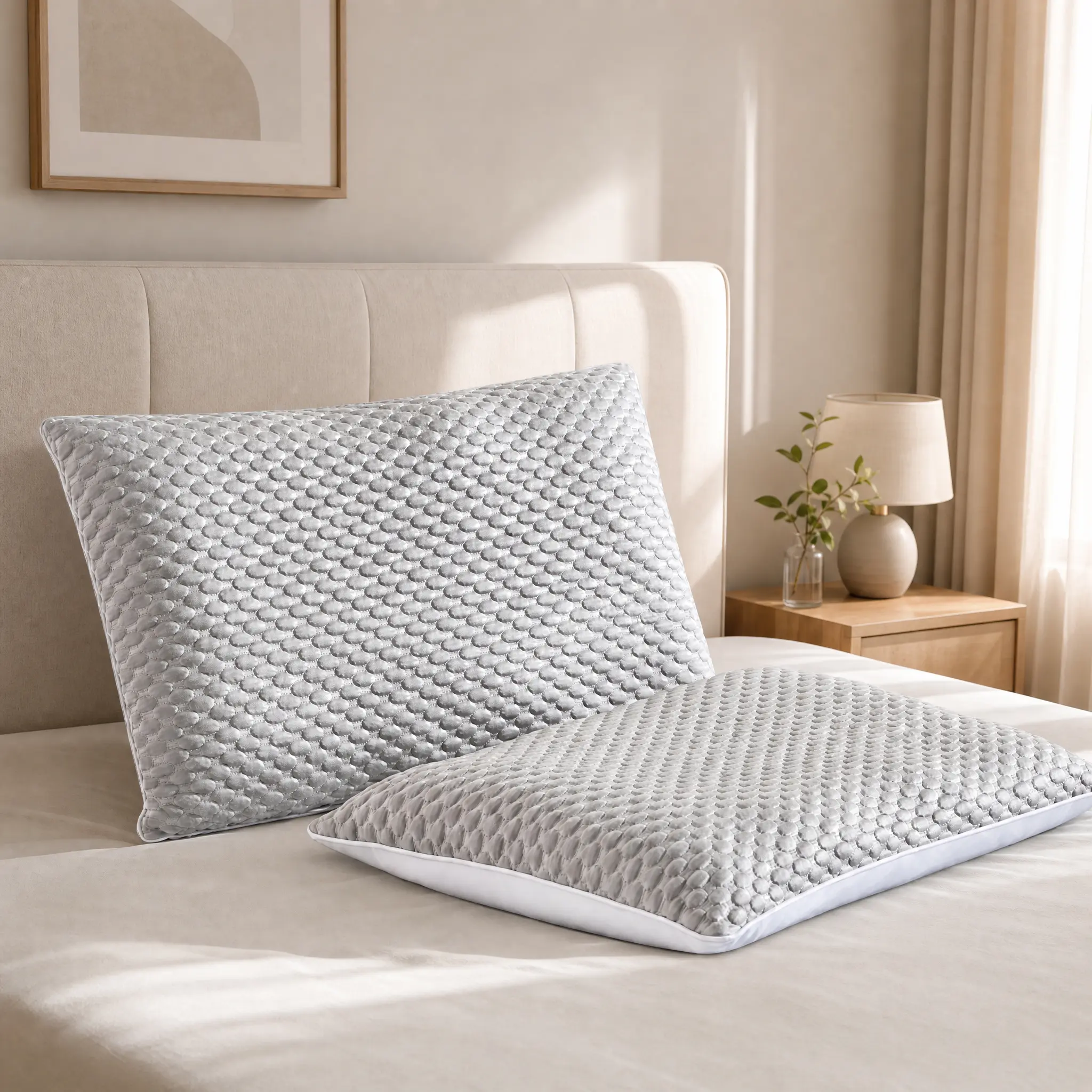 3D Air Layer Honeycomb Cooling Pillow, Breathable Soft Supportive Bed Sleeping Pillow