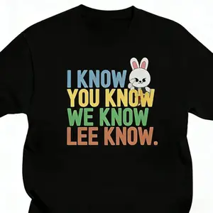 Lee Know Stray and Inspired Kpop Graphic T-Shirt Funny I Know You Know Lee Know and Stray Lyrics Design Comfortable Loose Fit Unisex Casual Wear All Season Fan Apparel for Halloween Christmas and Valentine's