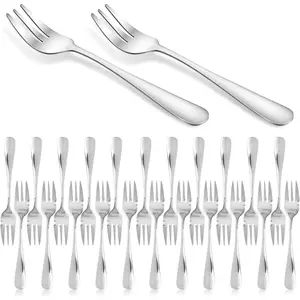 24 PCS Oyster Forks, 5.5 Inch Cocktail Forks Stainless Steel Seafood Fork Portable Salad Fork 3 Prong Small Forkes Sliver Charcuterie Forkes for Party Travel Home Tasting Seafood