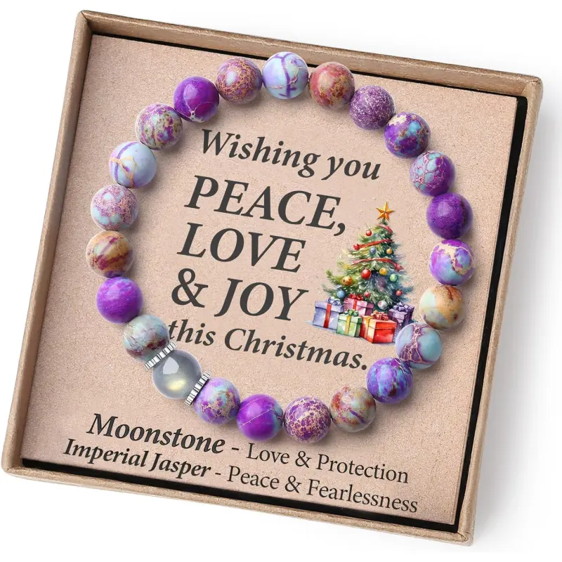 Cute Christmas Gifts for Kids/Teen Girls/Women-Love/Protection-Handmade Natural Crystal Bracelets with Xmas-Themed Card Cute Christmas Gifts for Kids/Teen Girls/Women-Love/Protection-Handmade Natural Crystal Bracelets with Xmas-Themed Card