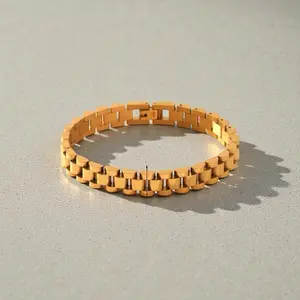 The Lux Link Statement Bracelets 18K Gold Plated Durable Ultimate Power Piece Solitaire Crystal Hypoallergenic