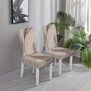 2/4/6pcs Simple Light-Colored Series Printed Chair Covers, Easy to Install, Removable and Washable, Perfectly Fit Chairs. Suitable for Home Kitchen, Living Room, Daily Use and Festival Decoration.
