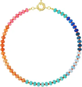 Beaded  Necklaces for Women, Boho Colorful Bead Choker Necklace,  Stone Handmade Summer  for Beach