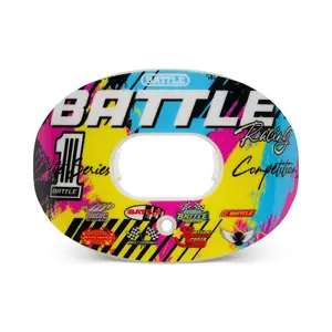 BATTLE Racing Series Oxygen Football Mouthguard with Convertible Strap No Boiling Required for Braces Players Advanced Composite Absorber Shield