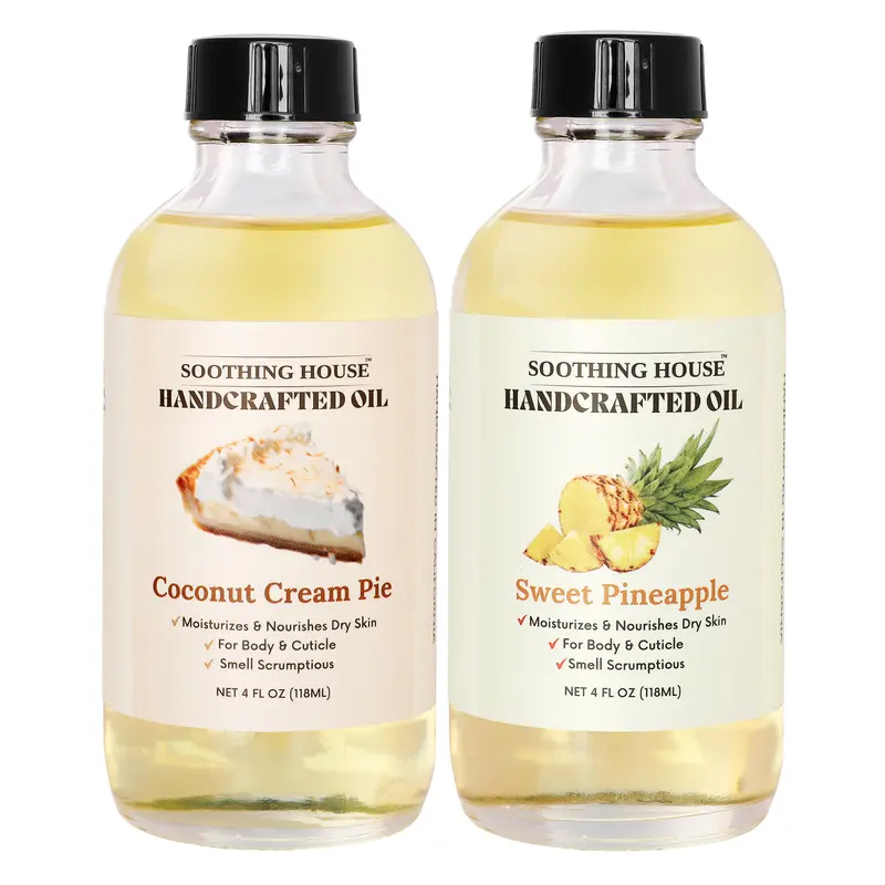 Piña Colada Scented Body Oil Bundle - Coconut Crème Pie & Sweet Pineapple Silky Smooth Aroma Blends, Daily Gift for Her, Summer Use Combo, Cosmetic