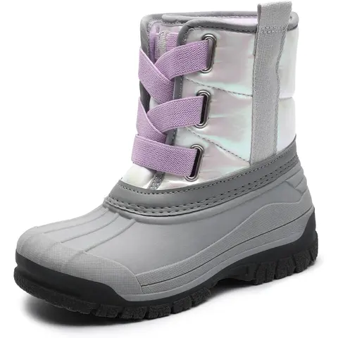 SHOESLOCKER Toddler Cowgirl Style Snow Booties - Synthetic Embroidered Suede Ankle-to-Knee Boots, Round Toe, Waterproof Sole, Zip Closure, Elastic Band Fit, Winter Warm Non-Slip Flat Heel for Outdoor School Walking, Cowgirl Look, Embroidery Detail, Casual