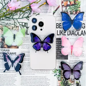 Butterfly Resin Phone Grip, Handmade Magnetic Kindle, Phone Charm, Aesthetic Gift for Her mount sticky pop socket