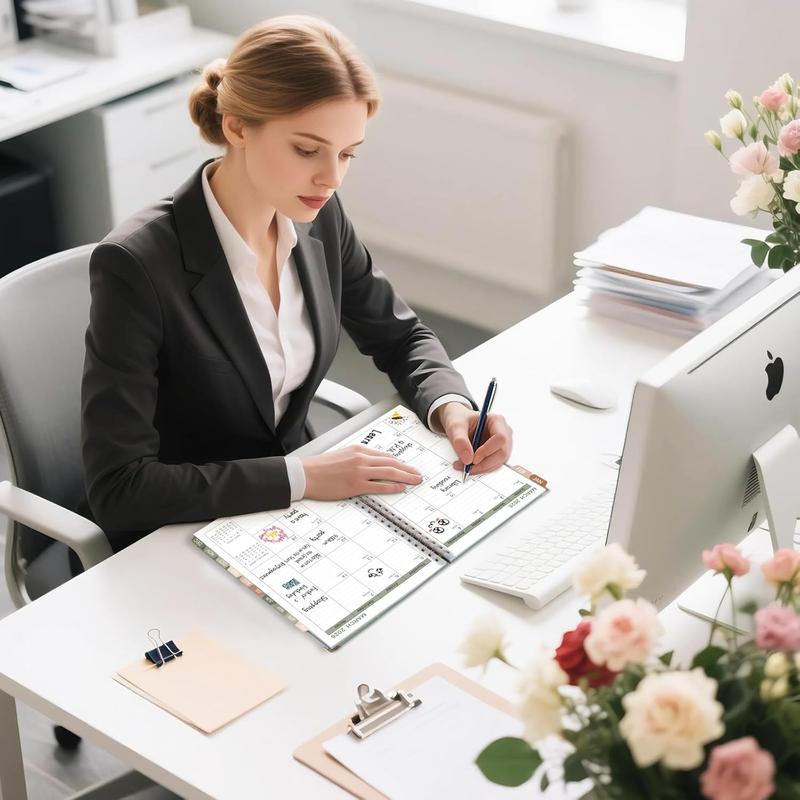 2026 Planner, Weekly and Monthly Planner from January 2026-December 2026, 8.4"x 6.1" Aesthetic Greenery Agenda Book with Back Pocket, Stickers, Coated Tabs, A5 Size