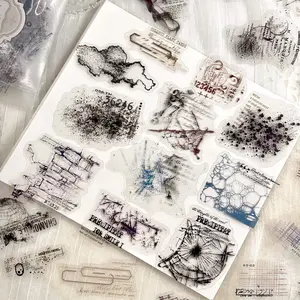 Vintage Style Transparent Decorative Stickers, 100 Sheets DIY Scrapbooking Journal Decoration, Handmade Craft Supplies for Creative Projects, Sticker Packs