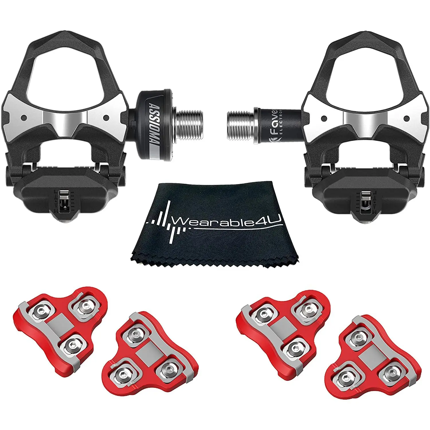 Favero Assioma Uno Pedal-Based Cycling Power Meter, Red (6-Degree Float) with Extra Cleats, Bluetooth Sync, Compact Shape, Resin Block, 50 Hrs Battery Life, Essential Accessories, Ant+, Assioma App
