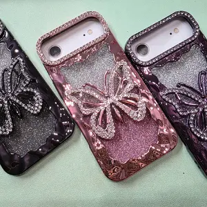 Iphone 17 Air Luxury Phone Case with Sparkling Butterfly Design and Glitter Finish for Stylish Protection