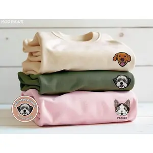 Custom EMBROIDERED Pet Sweater Using Pet Photo + Name Custom Dog Portrait Sweater Personalized Dog Pullover Sweatshirt Custom Cat Crewneck