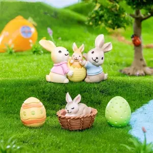 Easter Cute Bunny Miniature Landscape Decoration, Adorable Easter Rabbit Ornament, Perfect for Home Decor and Holiday Gifting