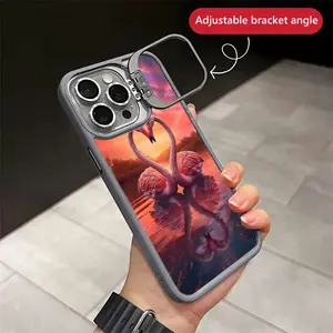 Sunset Romantic Love Flamingo Pattern Phone Case For iphone 16 15 14 13 12 11 PRO PLUS MAX COOL Fashionable Tough Magnetic Durable Metal lens frame Film Bracket Stand Gift Full Protection Camera Holder Phone Cases Cover 11X-L0429