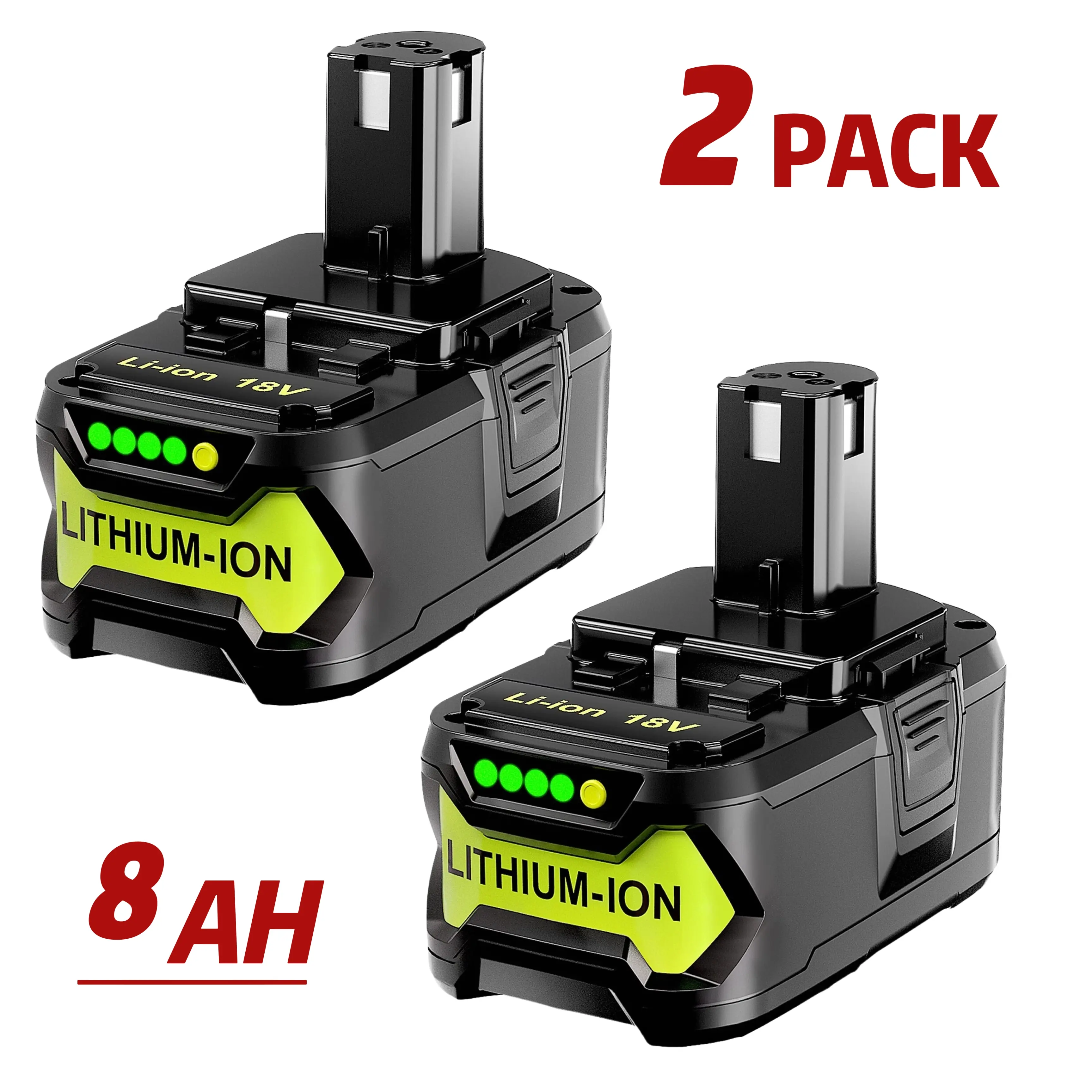 2PACK For RYOBI 18V 8.0Ah P108 High Capacity Battery 18Volt Lithium-Ion One Plus Long Endurance with LED indicator FAST SHIPPING