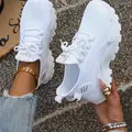 Women's Lightweight & Slip-Resistant Ultra Comfortable Chunky Sole Knit Sneakers, Footwear Sneakers for Walking & Travel, Daily Wear Sneakers, White Athletic Shoes for Teens, Students & Young Adults, Perfect for School, Shopping & Casual Outings