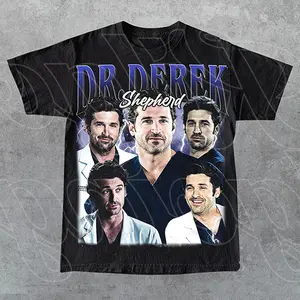 Generic Brand Women's Classic 100% Cotton Crew Neck Short-Sleeve Fabric T-Shirt - Grey’s Anatomy Dr. Derek Shepherd McDreamy Medical TV Show Merch Casual Gift Top
