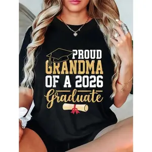 100% Cotton Proud Grandma of A 2026 Graduate Senior Class of 2026 Grad T-Shirt