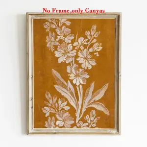 Wall Decorative Painting, Vintage Poster, Burnt Plant Art Print, Boho Flower Print, Antique Textile Canvas, Perfect for Living Room & Bedroom